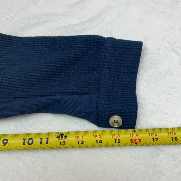 Chartou Women's Teal Blue Waffle Loose Fit Knit Button-Down Shacket Shirt Sz XL - Picture 8 of 8